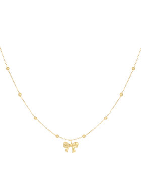 Gold Tiny Bow Ball Chain Necklace
