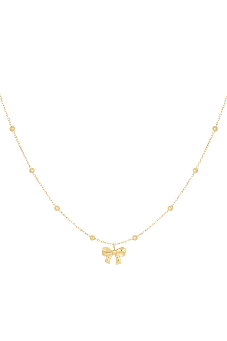 Gold Tiny Bow Ball Chain Necklace