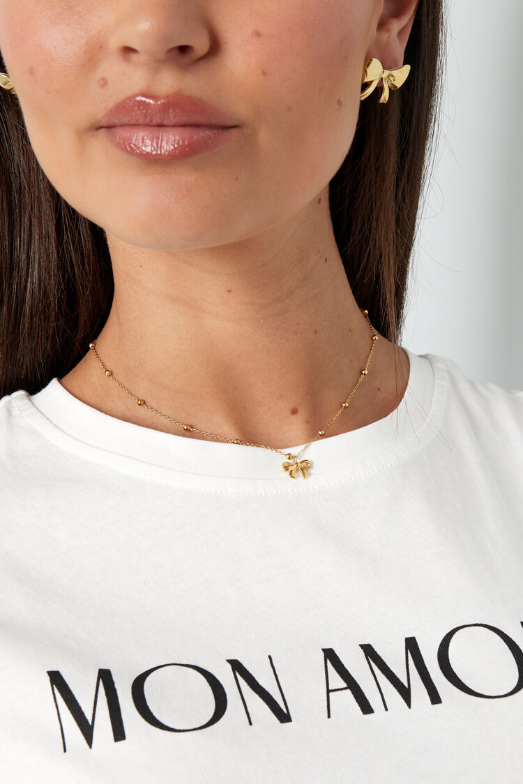 Silver Tiny Bow Ball Chain Necklace