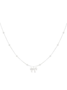 Silver Tiny Bow Ball Chain Necklace