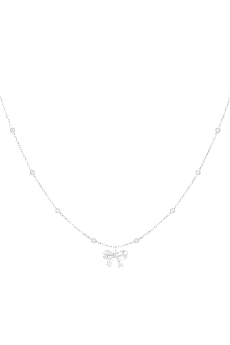 Silver Tiny Bow Ball Chain Necklace