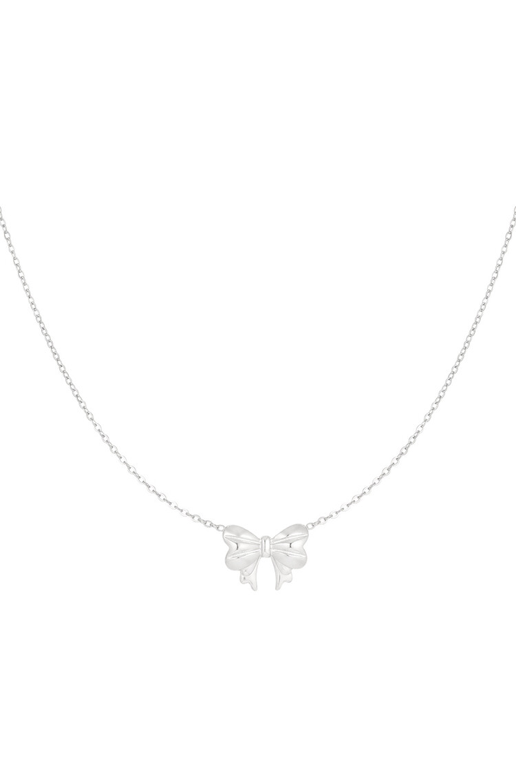 Silver Dainty Bow Necklace