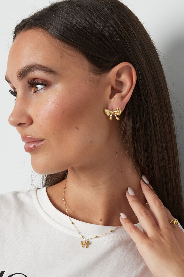 Gold Delicate Bow Stud Earrings