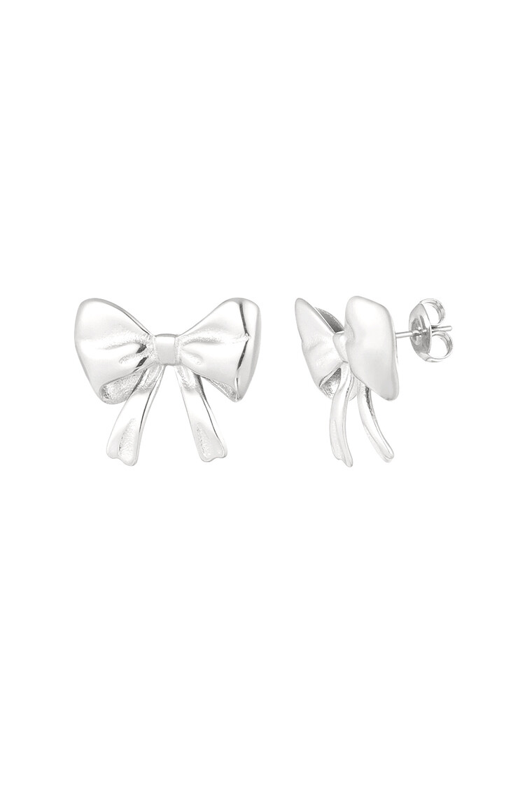 Silver Delicate Bow Stud Earrings