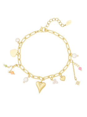 Gold Heart Beads Charm Party Bracelet