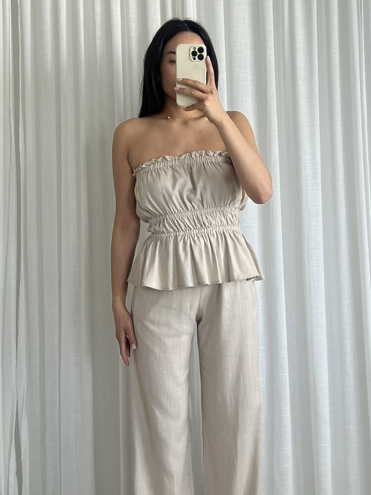 Cailyn Linen Tube Top / Taupe
