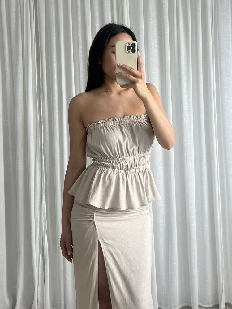 Cailyn Linen Tube Top / Taupe