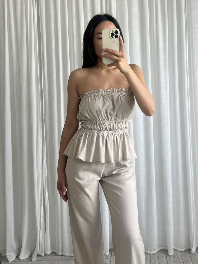 Cailyn Linen Tube Top / Taupe