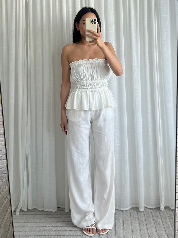 Cailyn Linen Tube Top / White