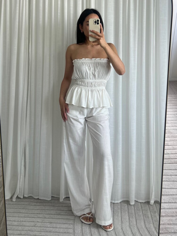 Cailyn Linen Tube Top / White