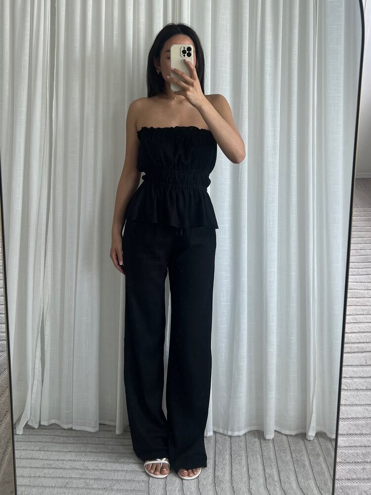Cailyn Linen Tube Top / Black