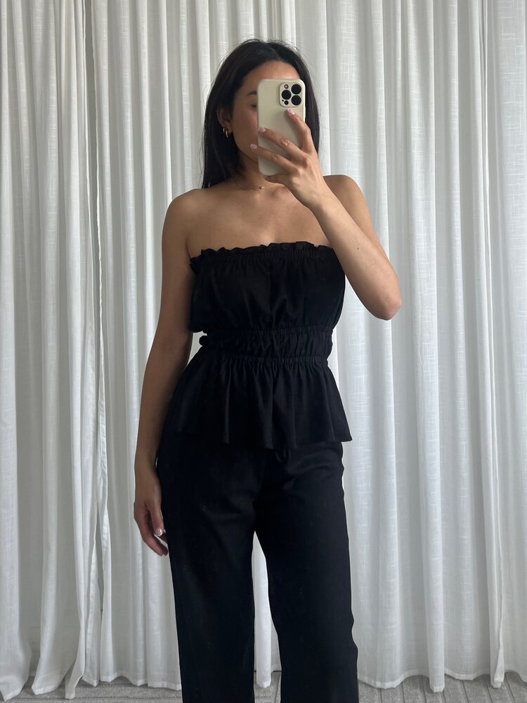 Cailyn Linen Tube Top / Black
