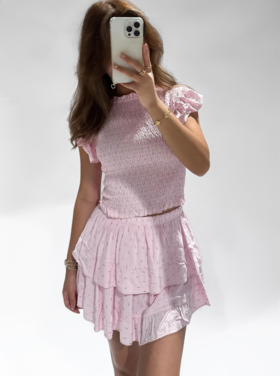 Sakura Smock Crop Top / Baby Pink
