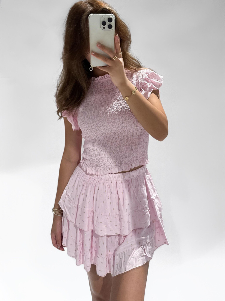 Sakura Smock Crop Top / Baby Pink