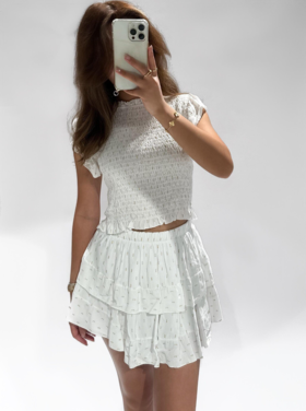 Sakura Smock Crop Top / White