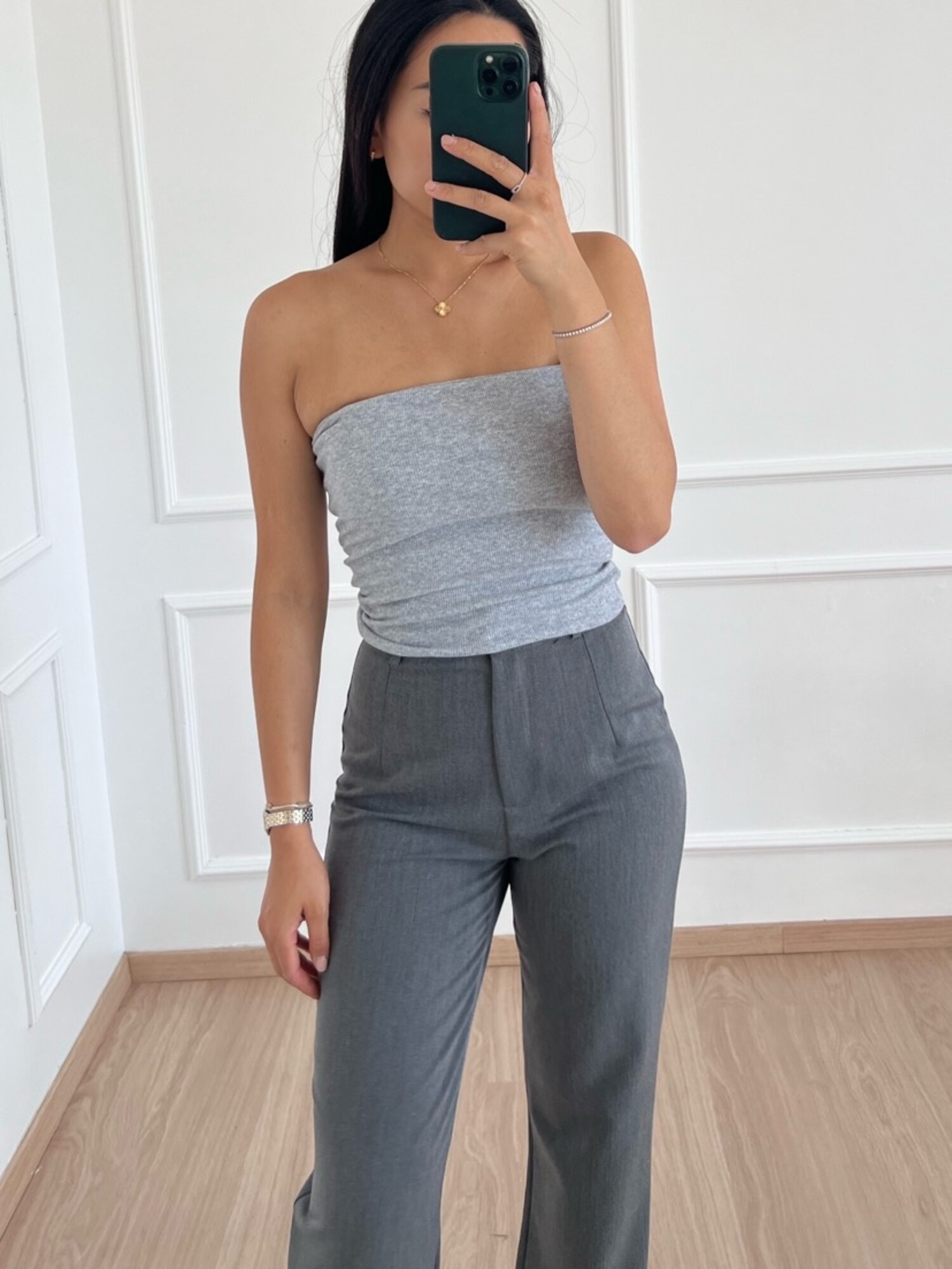 Grey tube top outfit hot sale