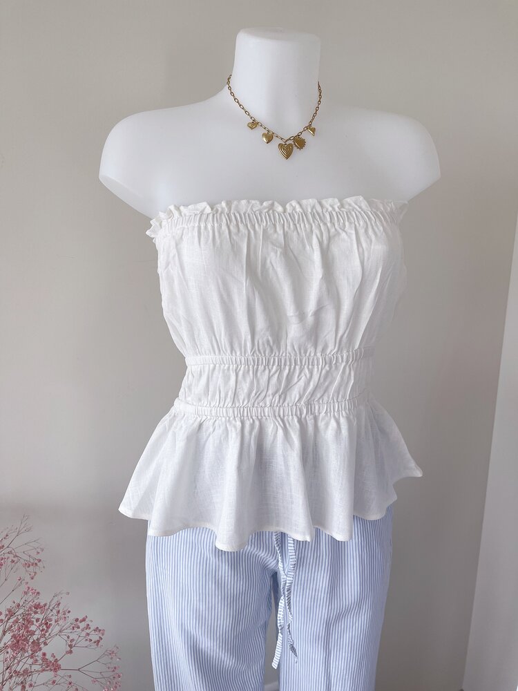 Cailyn Linen Tube Top / White