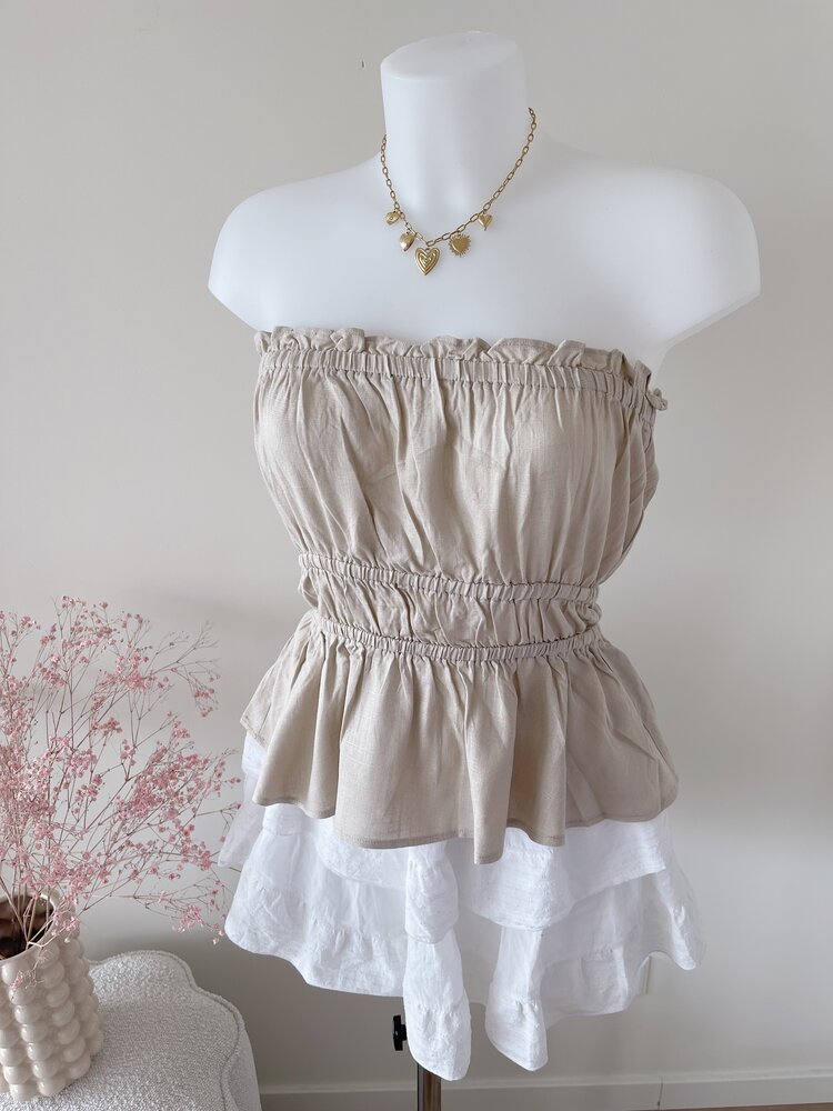 Cailyn Linen Tube Top / Taupe