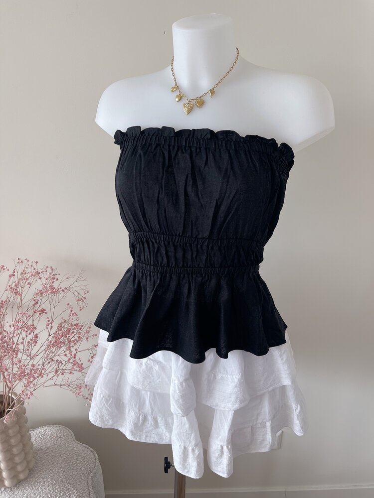 Cailyn Linen Tube Top / Black