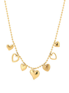 Gold Mixed Hearts Charm Necklace