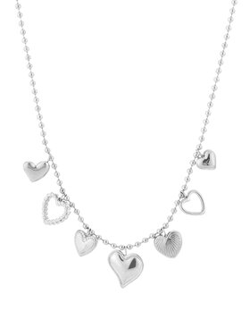 Silver Mixed Hearts Charm Necklace