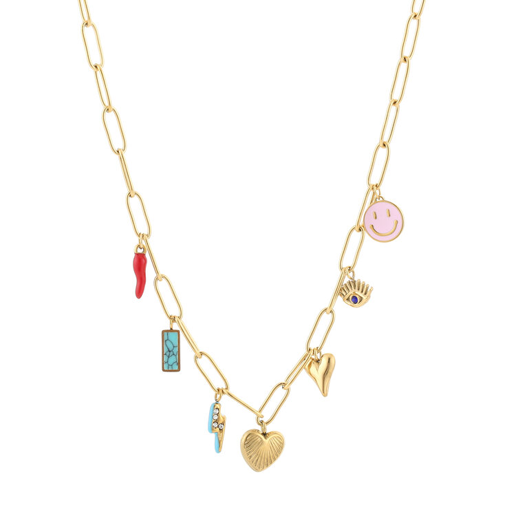 Gold Yoshi Mixed Charms Necklace
