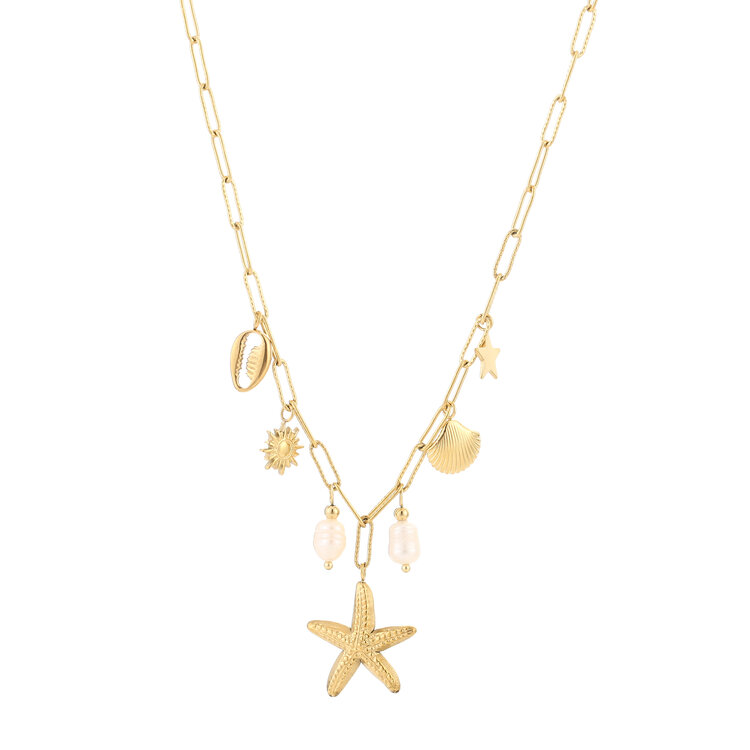 Gold Kaori Shell Mixed Charms Necklace