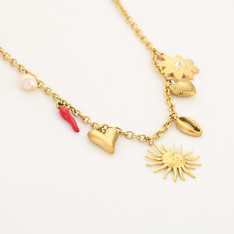 Gold Seraphim Mixed Charms Necklace