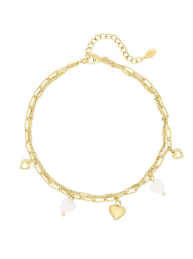 Gold Pearl Double Chain Anklet