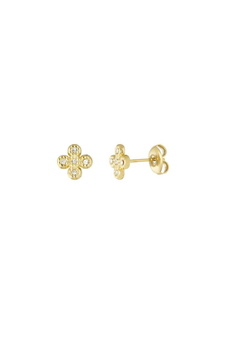 Gold Tiny Clover Stud Earrings