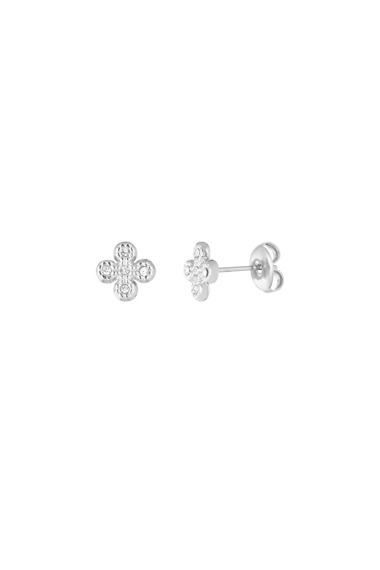Silver Tiny Clover Stud Earrings