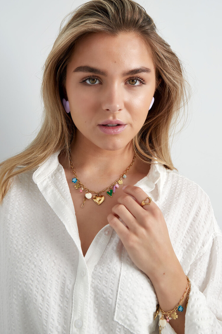 Gold Happy Mixed Charms Necklace