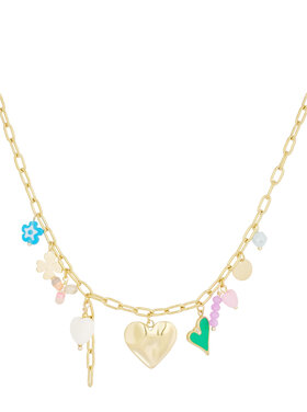 Gold Happy Mixed Charms Necklace