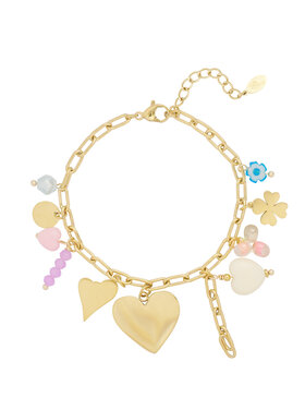 Gold Happy Mixed Charms Bracelet