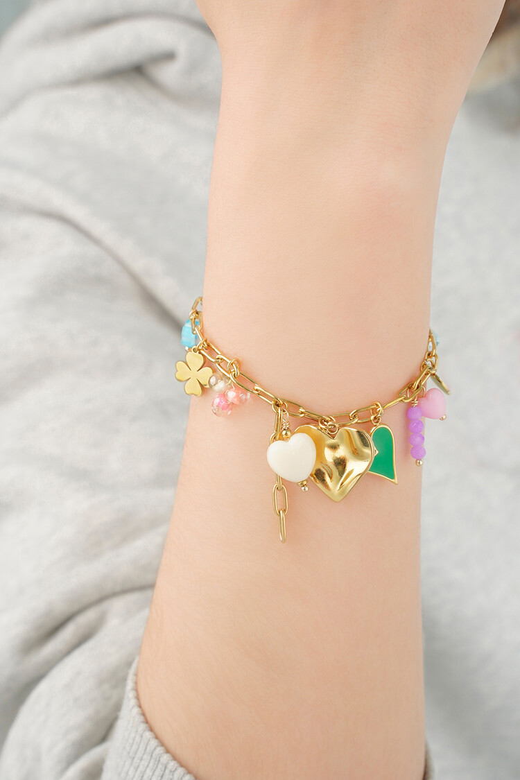 Gold Happy Mixed Charms Bracelet