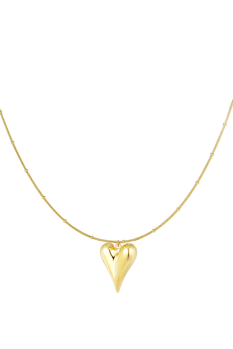 Gold Long Heart Chain Necklace