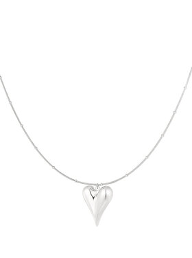 Silver Long Heart Chain Necklace