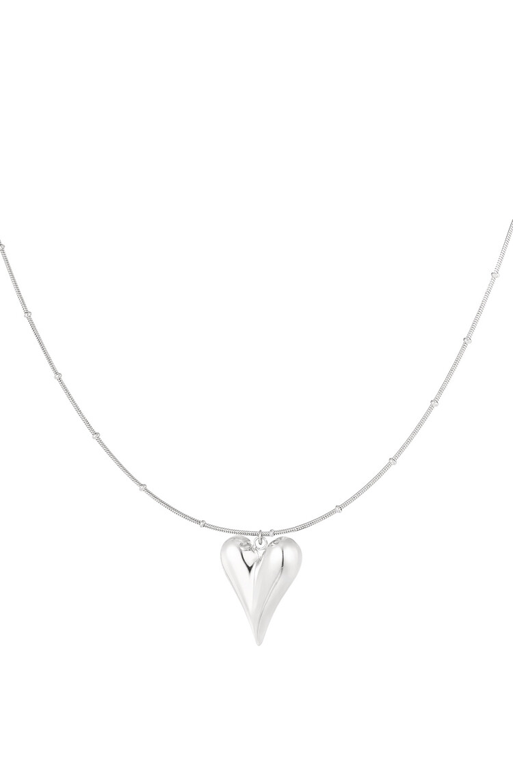 Silver Long Heart Chain Necklace