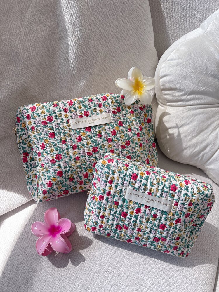 Marly Flower Toiletry Bag / Red Green (Medium)