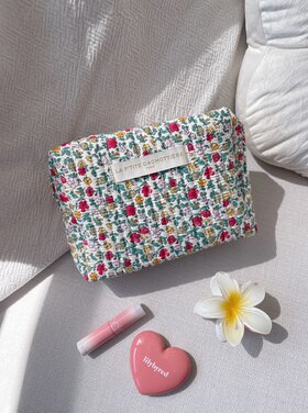Marly Flower Toiletry Bag / Red Green (Medium)