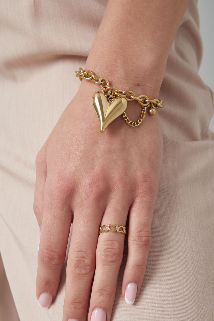 Gold Statement Heart Chain Bracelet
