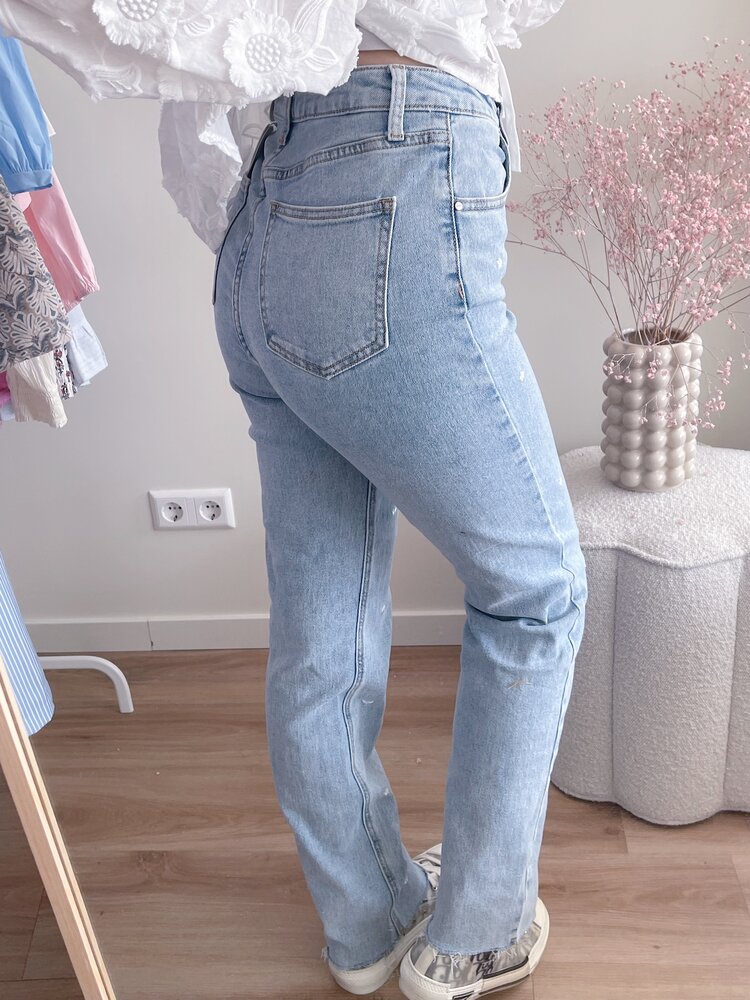 Blossom Embroidered Flower Jeans / White