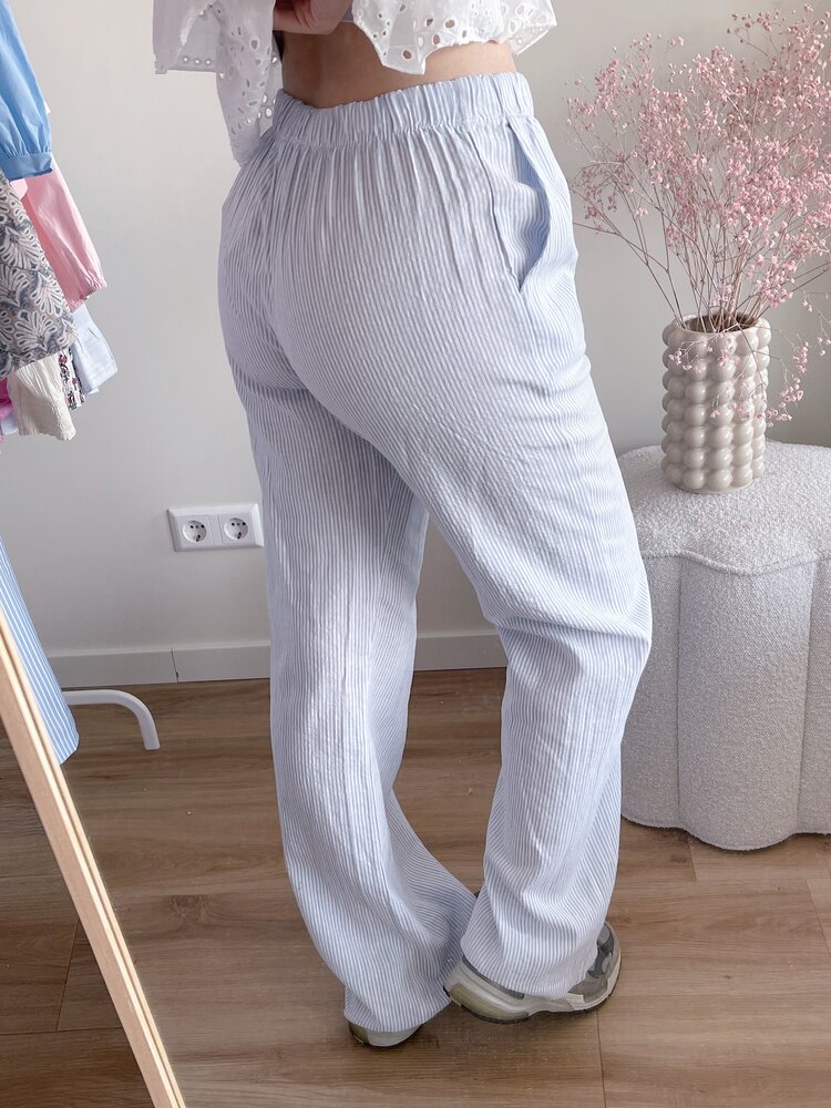 Rohi Striped Linen Tall Trousers / Blue