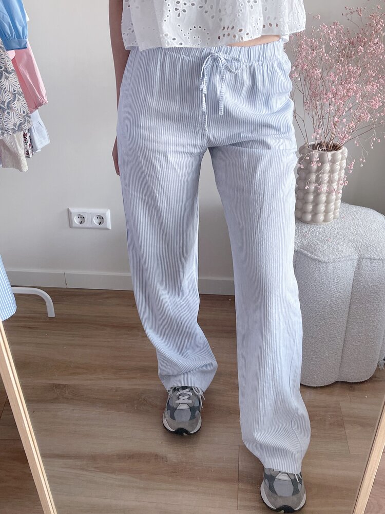 Rohi Striped Linen Tall Trousers / Blue