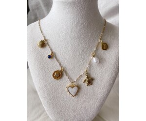 Gold 7 Mixed Charms Necklace / Type A8 - Hello My Love Gold 7 Mixed Charms Necklace / Type A8 - Hello My Love