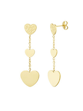 Gold Trio Heart Drop Earrings