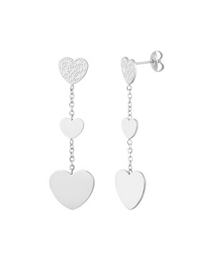 Silver Trio Heart Drop Earrings