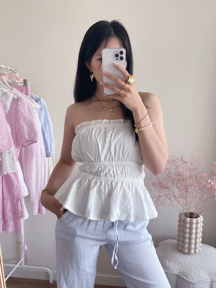 Cailyn Linen Tube Top / White