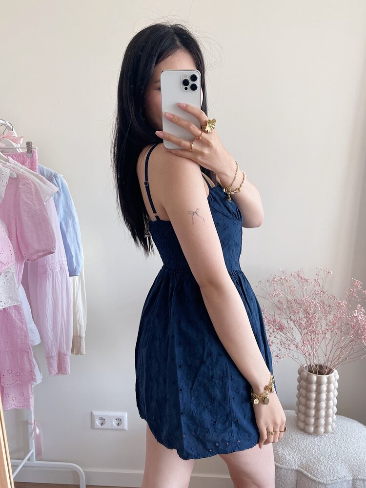 Amora Embroidered Corset Dress / Navy Blue