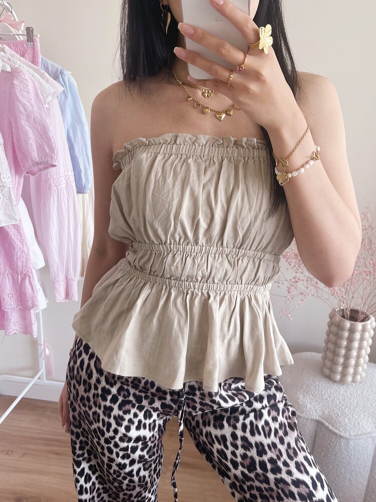 Cailyn Linen Tube Top / Taupe